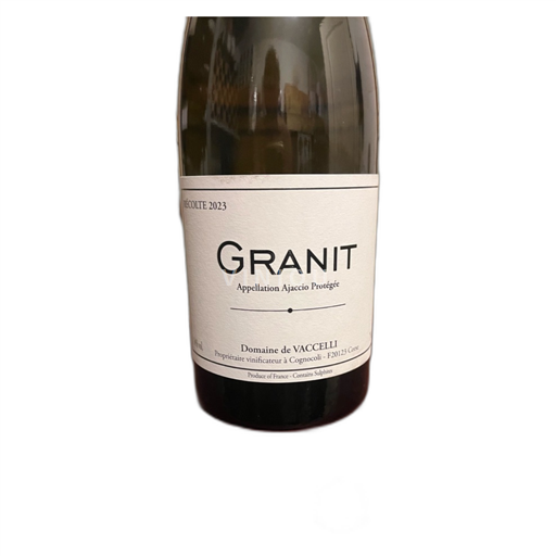 Vin Blanc sec GRANIT Domaine Vacelli 2023 France Corse Ajaccio