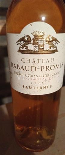 Bordeaux Sauternes Grand Cru Château Rabaud-Promis 2016