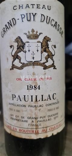 Bordeaux Pauillac Grand-Puy Ducasse 1984