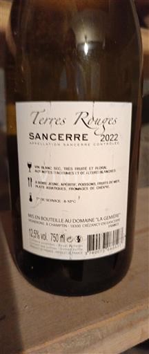 Vin Blanc sec Terres Rouges Domaine La Gemière 2022 France Vallée de la Loire Sancerre
