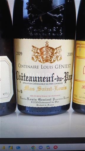 Rhônedalen Châteauneuf-du-Pape Mas Saint-Louis Centenaire Louis Geniest 2009