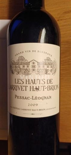 Bordeaux Pessac-Léognan Château Larrivet Haut-Brion Les Hauts de Larrivet Haut-Brion 2009