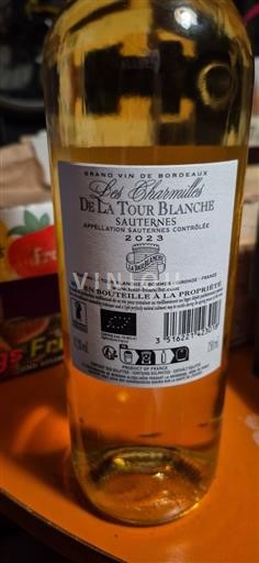 Bordeaux Sauternes Château La Tour Blanche Les Charmilles 2023