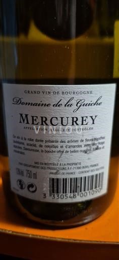 Vin Blanc sec Domaine La Guiche 2016 France Bourgogne Mercurey AOC
