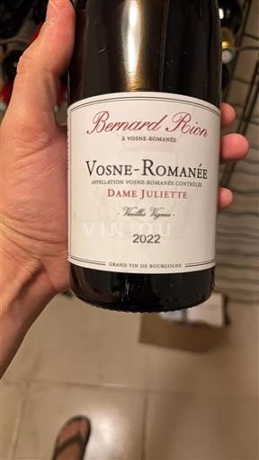 Vin Rouge sec Dame Juliette Bernard Rion 2022 France Bourgogne Vosne-romanée Grand Cru