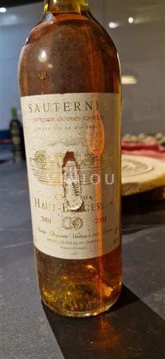 Bordeaux Sauternes Château Haut-Bergeron 2001