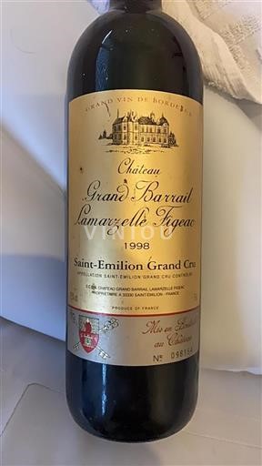 Vin Rouge sec Grand Barrail Lamarzelle Figeac 1998 France Bordeaux Saint-Émilion AOC Grand Cru