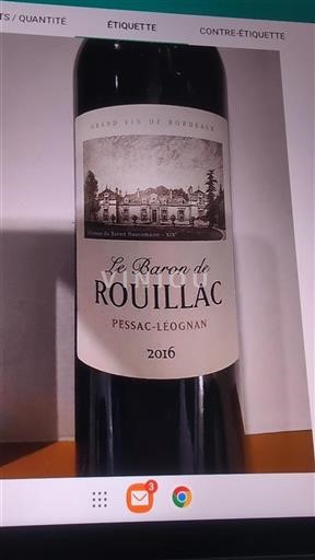 Bordeaux Pessac-Léognan Château Rouillac Le Baron de Rouillac 2016