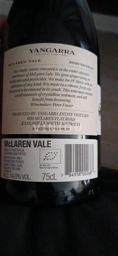 Australia Meridionale McLaren Vale Yangarra Estate Vineyard Shiraz 2020