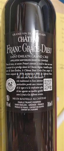 Bordeaux Saint-Émilion Grand Cru Grand Cru Château Franc Grâce-Dieu 2020