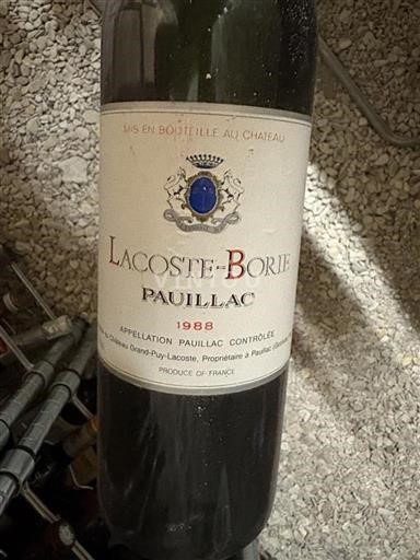 Bordeaux Pauillac Lacoste-Borie 1988