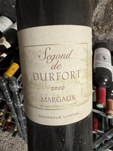 Bordéus Margaux Gonzague Lurton Second de Durfort 2000