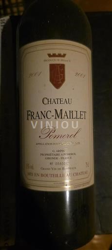 Bordeaux Pomerol Château Franc-Maillet 2001