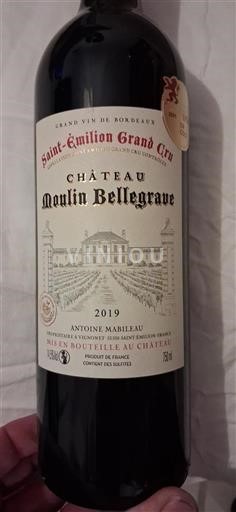 Bordeaux Saint-Émilion Grand Cru Grand Cru Château Moulin Bellegrave 2019