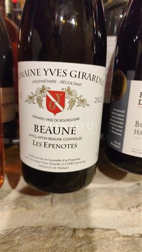 Burgundi Beaune Premier Cru Domaine Yves Girardin Les Epenotes 2022