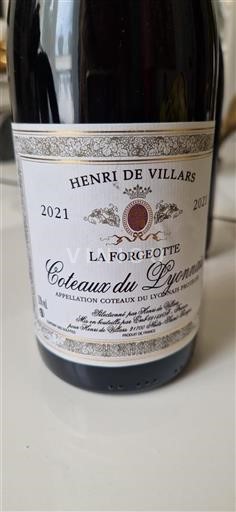 Lyonnais Coteaux du Lyonnais Henri de Villars La Forgeotte 2021