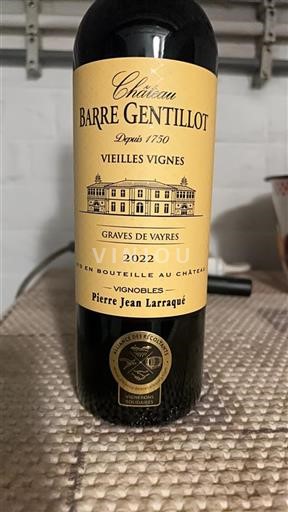 Bordeaux Graves-de-Vayres Barre Gentillot Vieilles Vignes 2022