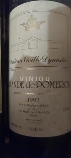 Bordeaux Lalande-de-Pomerol Château Vieille Dynastie 1992
