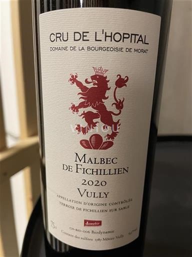 Fribourg Vully Cru de l'Hopital Malbec de Fichillien 2020