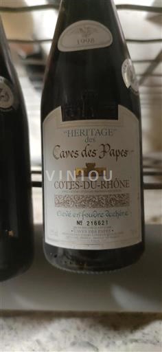 Valle del Ródano Côtes del Ródano Caves des Papes HERITAGE 1998
