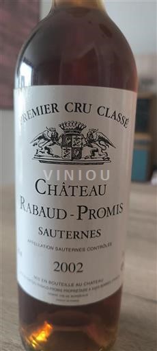 Bordeaux Sauternes Premier Cru Classé Château Rabaud-Promis 2002