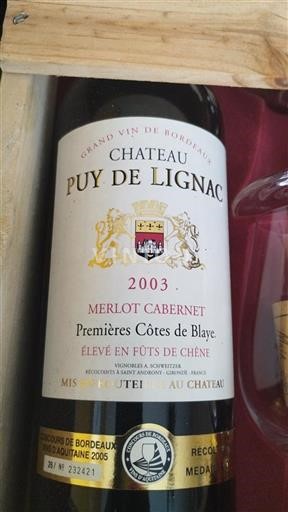 Bordeaux Château Puy de Lignac 2003