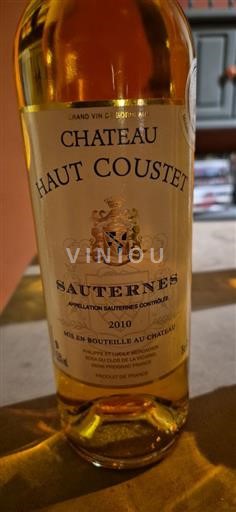 Bordeaux Sauternes Château Haut Coustet 2010
