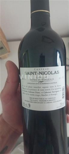 Bordeaux Côtes-de-Bordeaux Château Saint-Nicolas 2018
