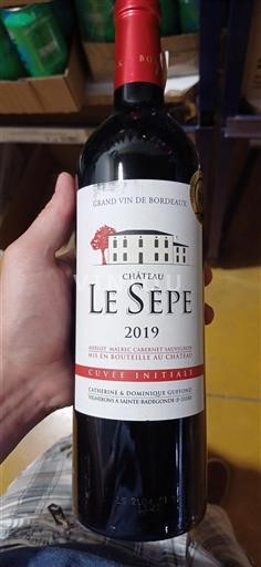 Vin Rouge sec Cuvée Initiale Château Le Sèpe 2019 France Bordeaux AOC
