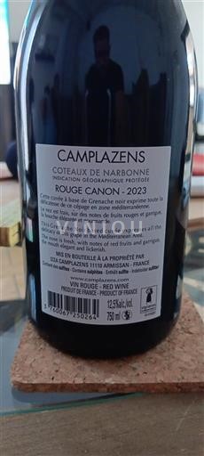 Languedoc a Roussillon Coteaux de Narbonne Camplazens Rouge Canon 2023