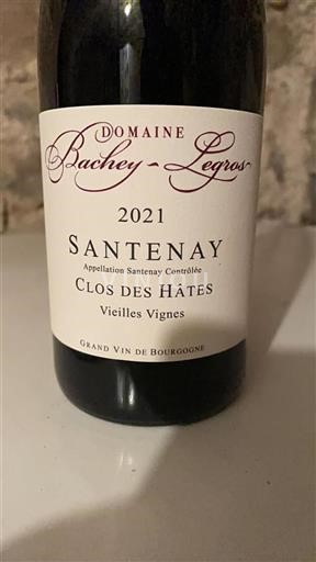 Burgund Santenay Domaine Bachey-Legros Clos des Hâtes Vieilles Vignes 2021