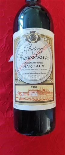 Bordeaux Margaux Deuxième Cru Classé Château Rauzan-Gassies 1988