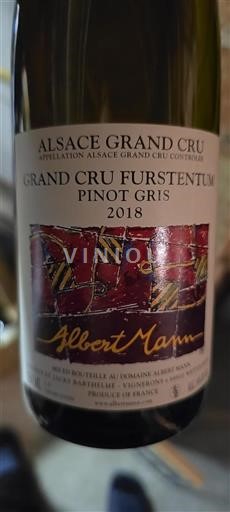 Alsazia Alsazia Grand Cru Grand Cru Albert Mann Grand Cru Furstentum Pinot Gris 2018