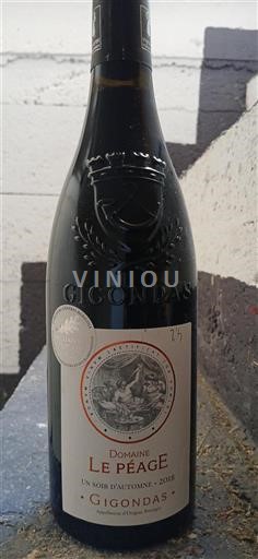 Vin Rouge sec Un Soir d'Automne Domaine LE PEAGE 2018 France Vallée du Rhône Gigondas AOC