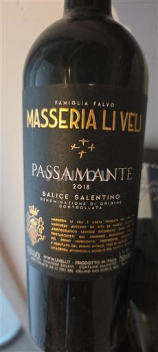 Apulia Wines Salice Salentino Masseria Li Veli Passamante 2018