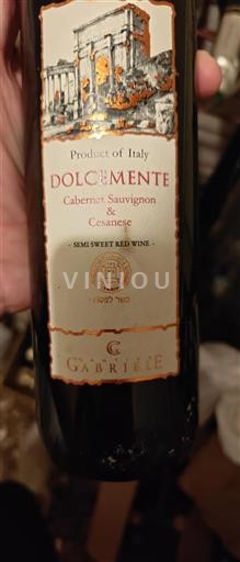 Vin Rouge sec Dolcemente Cantina Gabriele 2016 Italie Latium Lazio