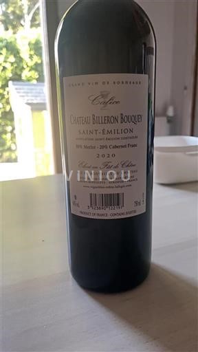 Bordeaux Saint-Émilion Château Billeron Bouquey Calice 2020