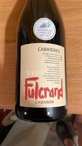 Vin Rouge sec Fulcrand Cabanon 2022 France Languedoc Cabrières