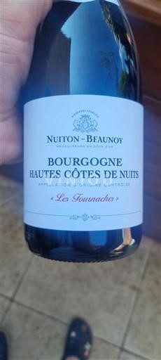 Vin Rouge sec Les Fournaches Nuiton-Beaunoy 2021 France Bourgogne Hautes Côtes de nuits AOC