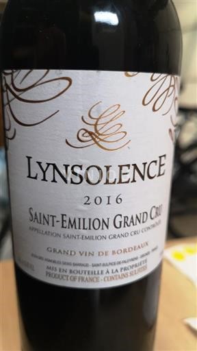 Bordeaux Saint-Émilion Grand Cru Grand Cru Denis BARRAUD LYNSOLENCE 2016
