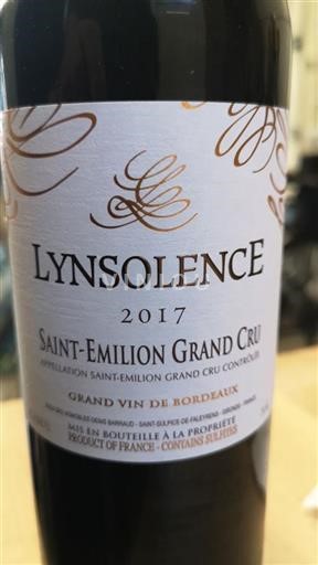 Bordeaux Saint-Émilion Grand Cru Grand Cru Denis BARRAUD LYNSOLENCE 2017