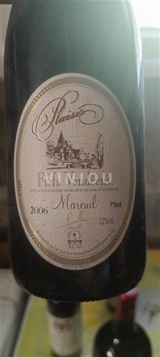 Vin Rouge sec Plaisir 2006 France Vallée de la Loire Fiefs Vendéens