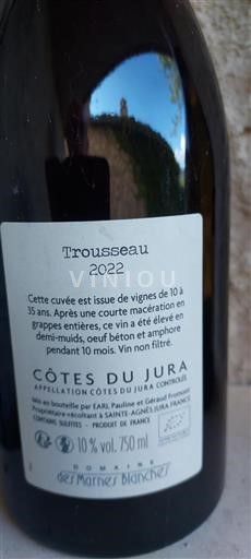 Jura Côtes du Jura Domaine Des Marnes Blanches Trousseau 2022