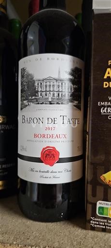 Vin Rouge sec Baron de Taste 2017 France Bordeaux AOC
