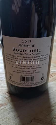 Vallée de la Loire Bourgueil Ambroisie 2017