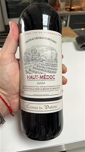 Bordeaux Haut-Médoc Château Les Hauts de Gadet Comte de Valois 2020