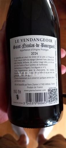 Valle della Loira Saint-Nicolas-De-Bourgueil Pierre Chainier Le Vendangeoir 2024