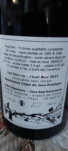 Jura Côtes-du-jura Labet Vignerons Les Varrons 2022