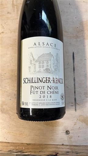 Vin Rouge sec Pinot Noir Fût de Chêne Schillinger-Renck 2018 France Alsace