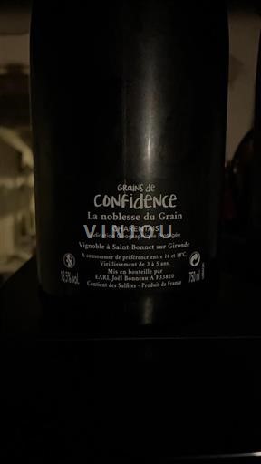 Aquitania y Charentes Charentés Joël Bonneau Grains de Confidence 2018